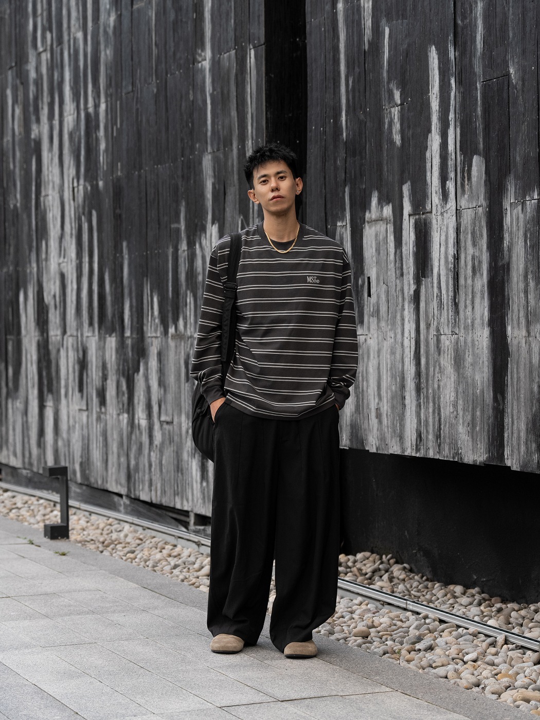 #預購 MASSULTI 25AW 新疆棉 復古刺繡細條紋 寬鬆長踢 三色