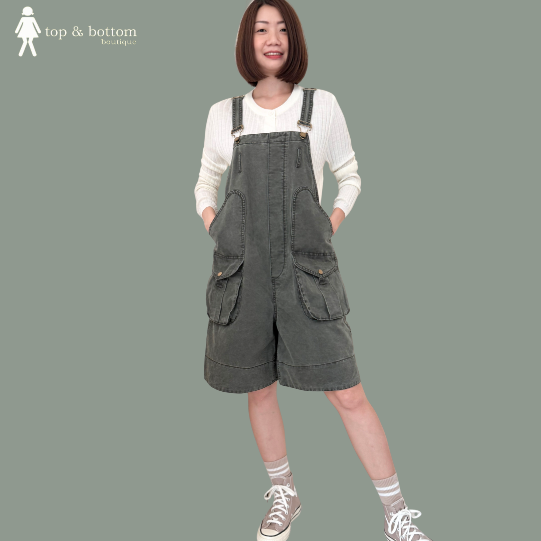 DENIM SUSPENDER SHORT JUMPSUIT