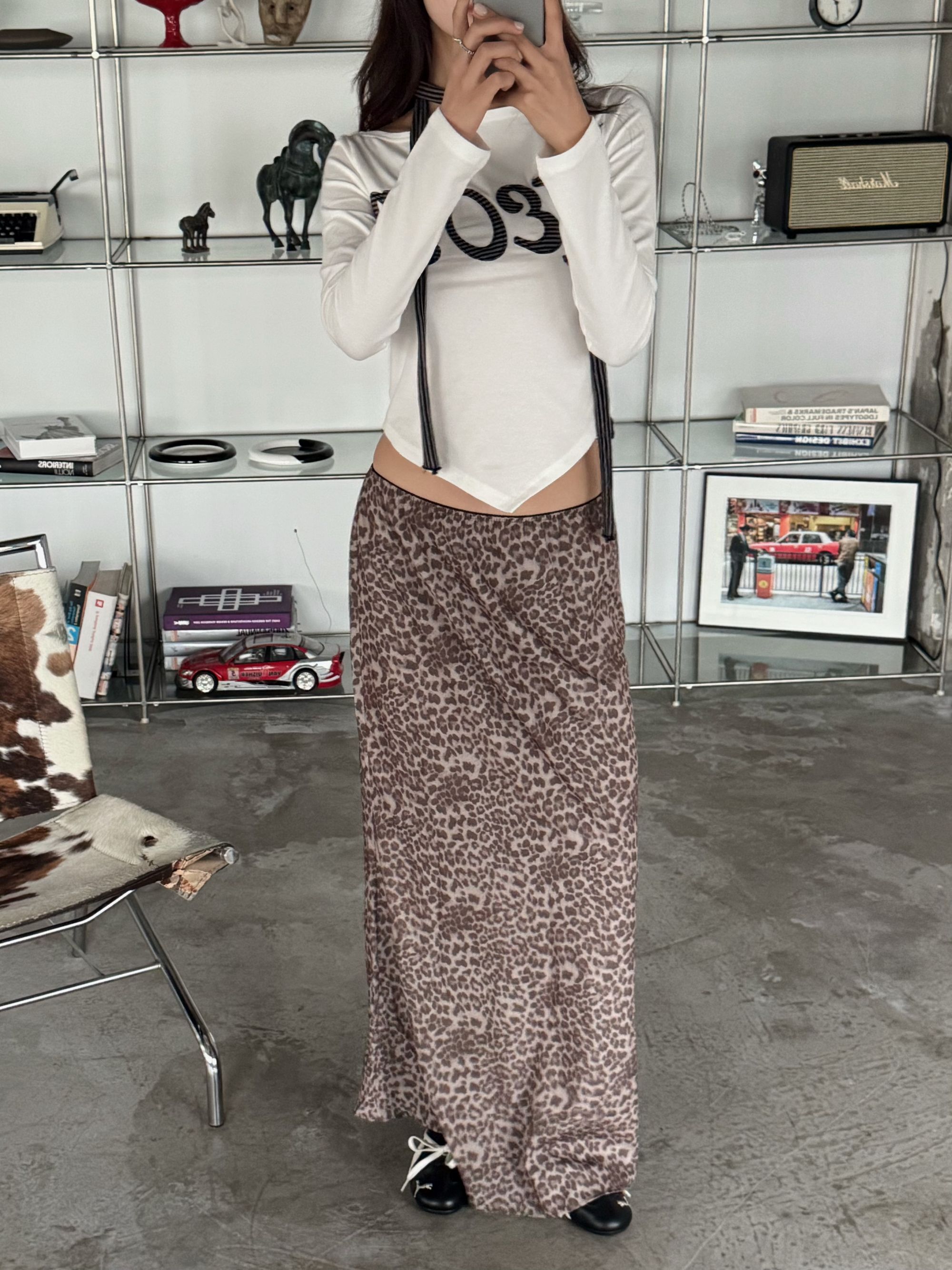 野性豹紋低腰裙