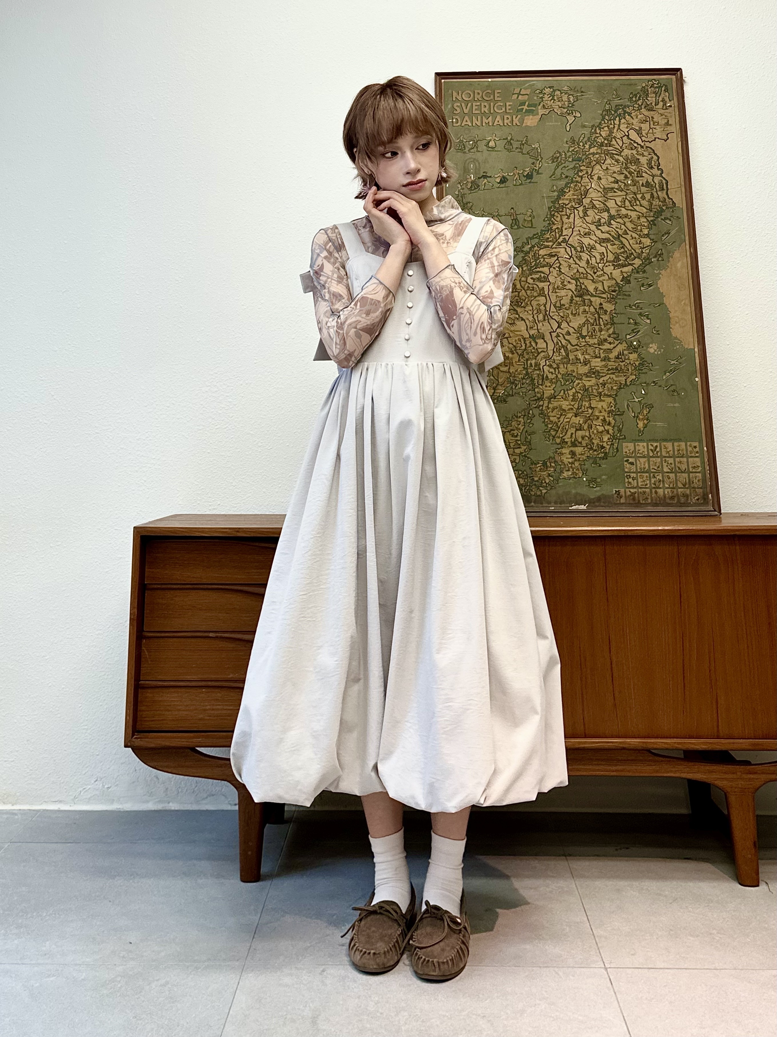 高領滑滑暈染紗網上衣 - BL53828