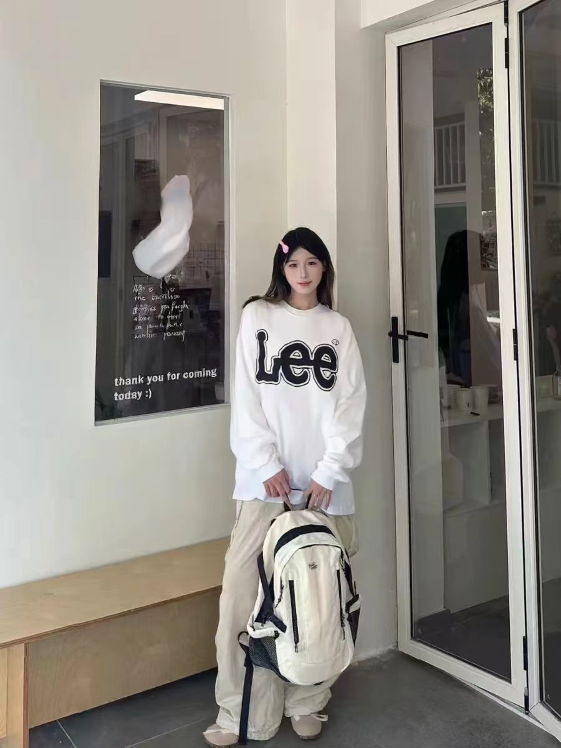 LEE 薄款 純棉 圓領 長袖 大童款