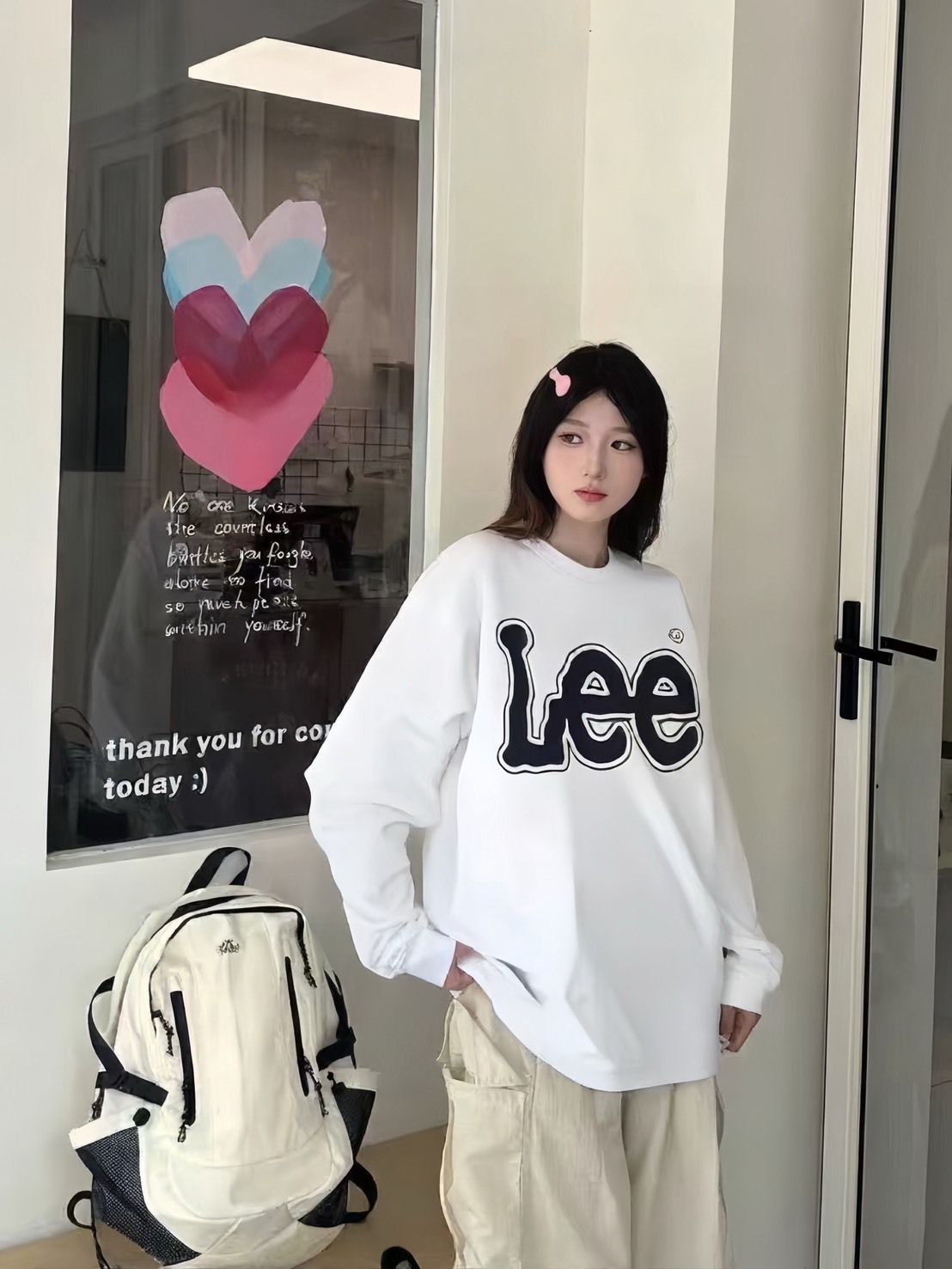 LEE 薄款 純棉 圓領 長袖 大童款