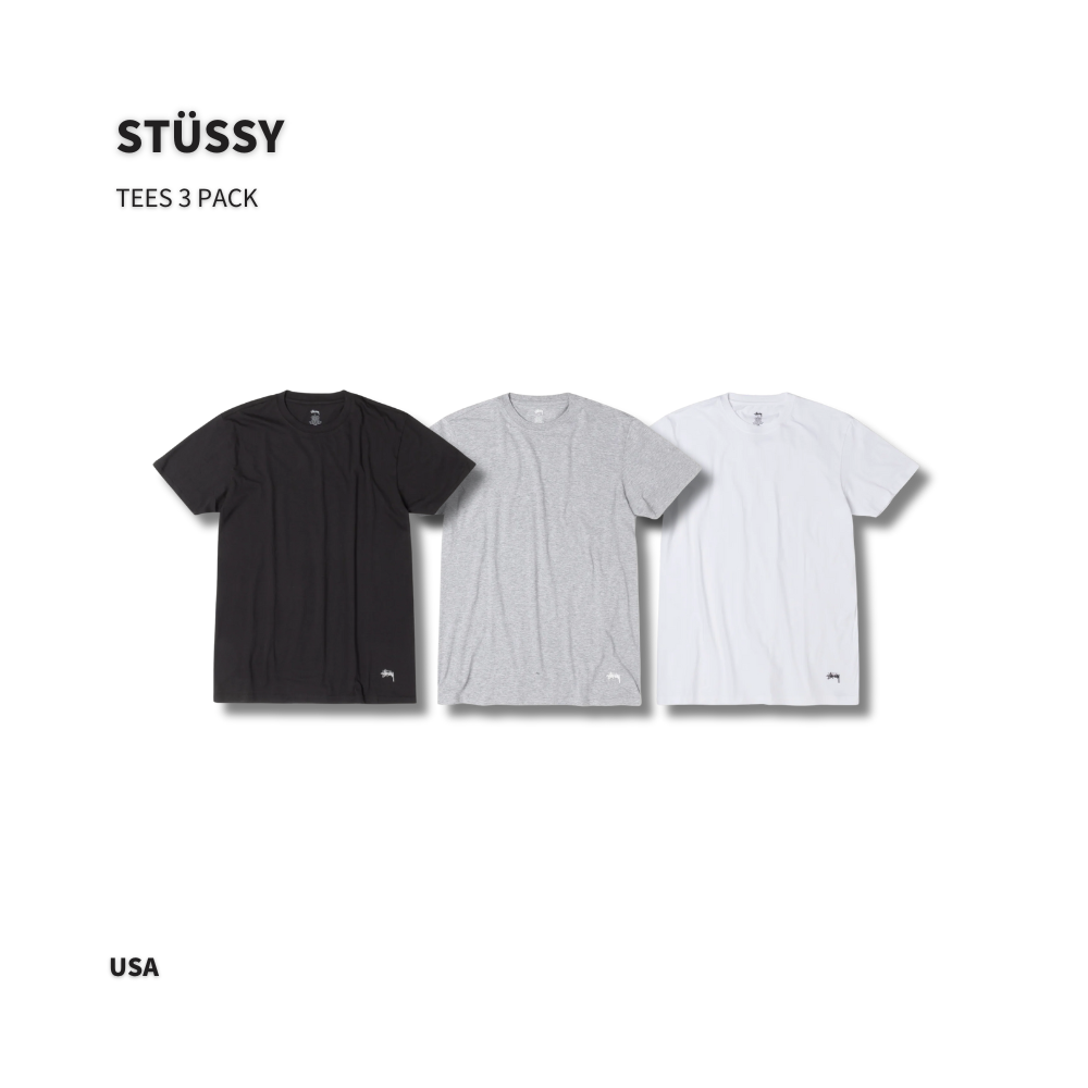 "代購" Stussy 25FW TEES 3 PACK 小LOGO 三件組