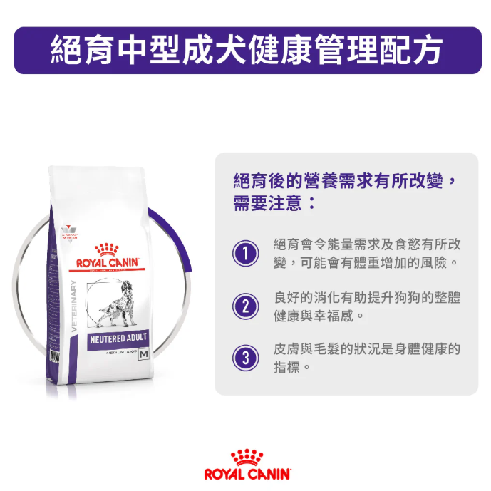 Royal Canin - 獸醫配方 -Adult Neutered (Medium) 中型成犬絕育處方乾糧