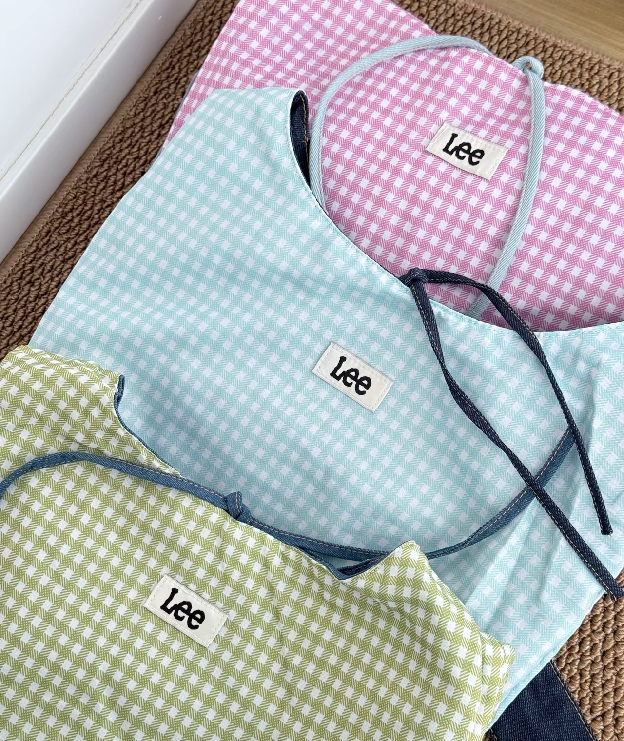 KTQ STORE ‧ Lee 雙面可背 打结拼接 單寧 格子 簡約Logo肩背包