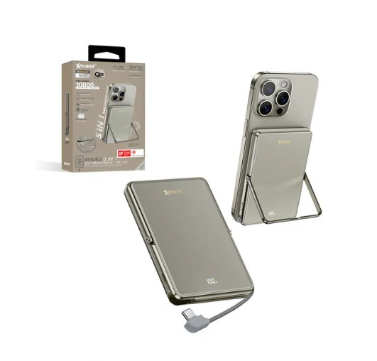 XPower M10K2 5合1鋅合金支架數顯 10000mAh PD3.0+QI2 磁吸移動電源