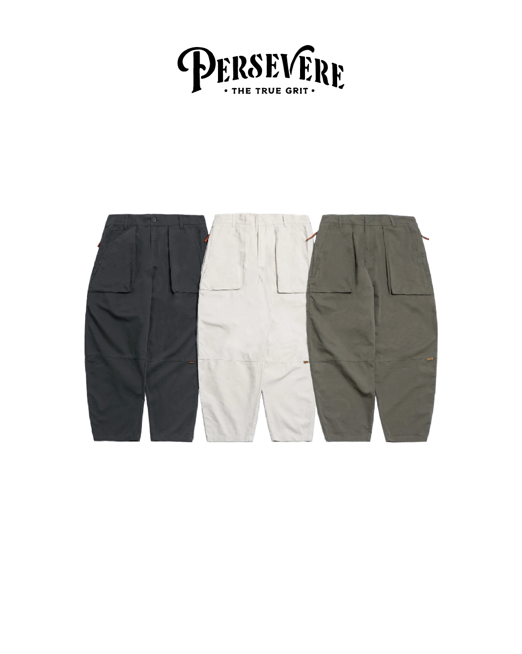 PERSEVERE 3D立體口袋海軍長褲 米白/深灰/淺橄欖綠 25 A/W 3D Pocket Tapered Pants