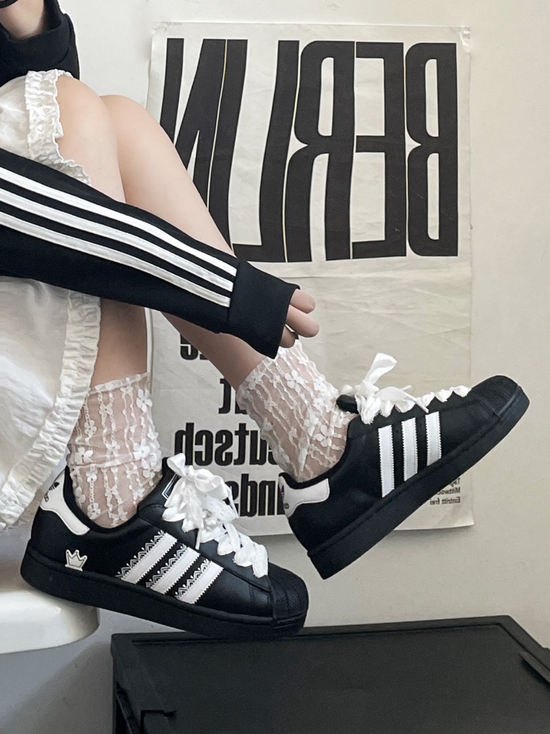 特殊訂製款 ADIDAS SUPERSTAR 2 蕾絲 珍珠 皇冠 貝殼鞋