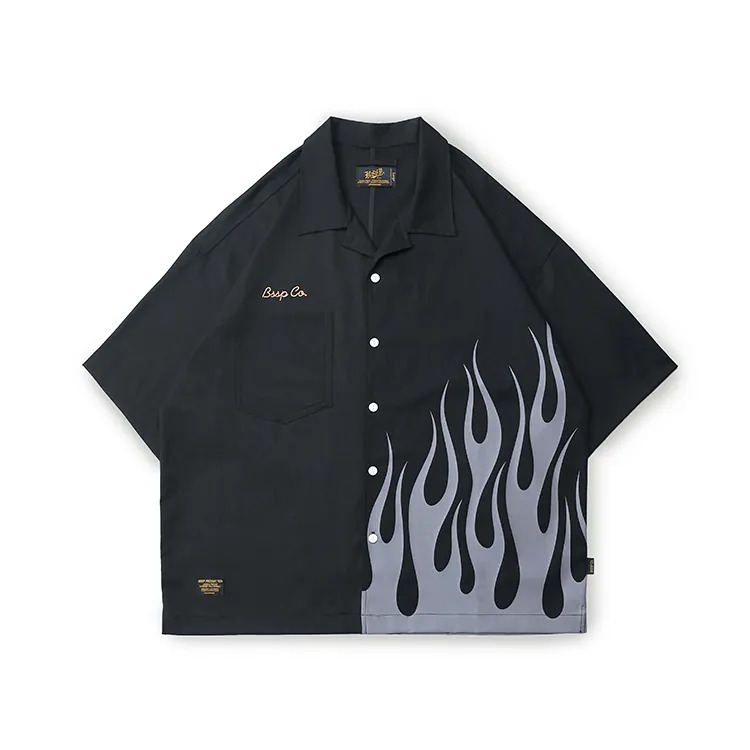 B-SIDE HOT ROD FIRE CUBAN SHIRT