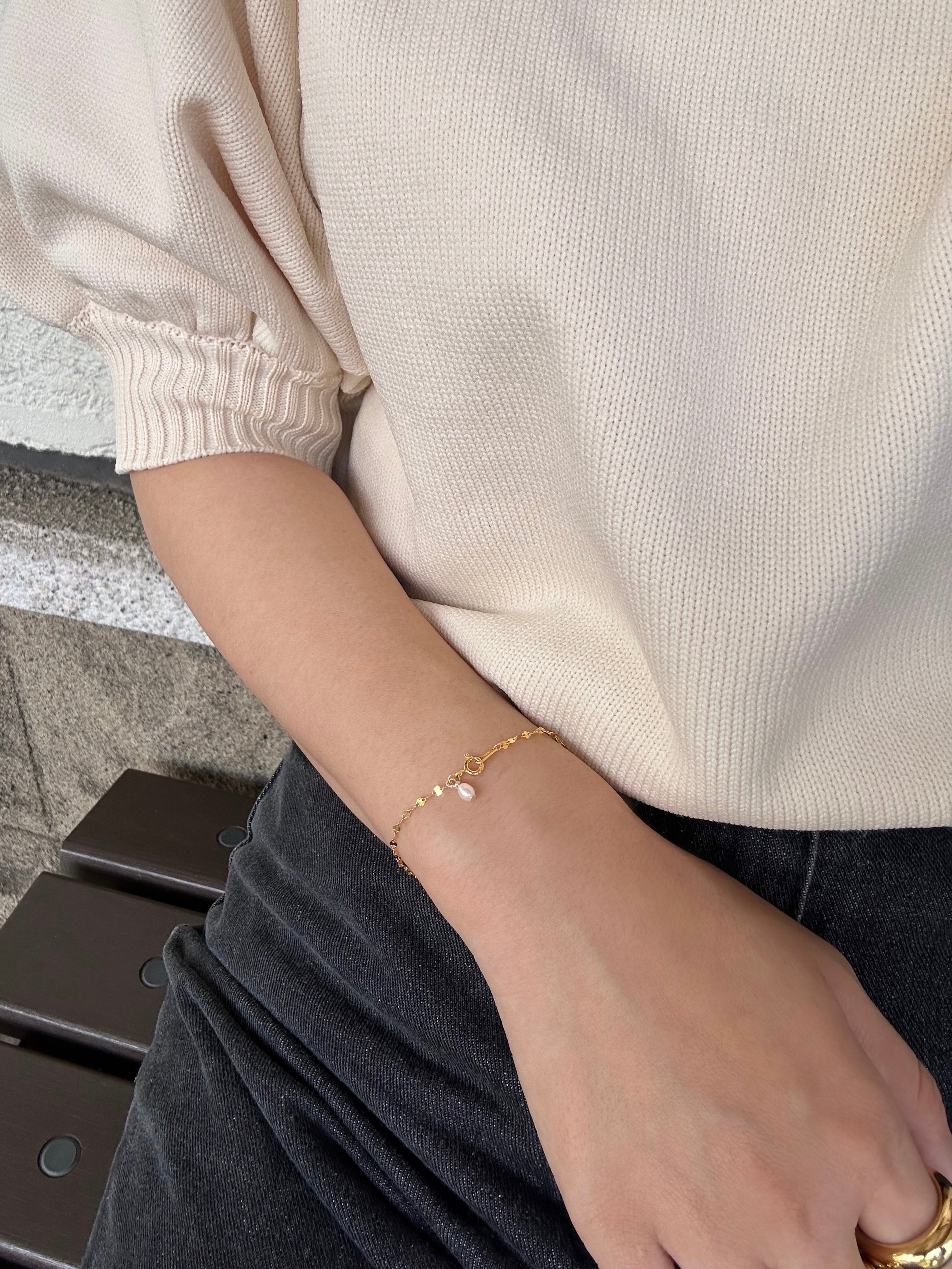 S925 shinny pearl chain bracelet