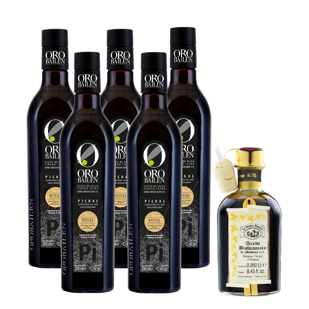 【期間限定組合】皇嘉特級冷壓初榨橄欖油Picual500ml*5+典釀義大利經典十年巴薩米克醋250ml