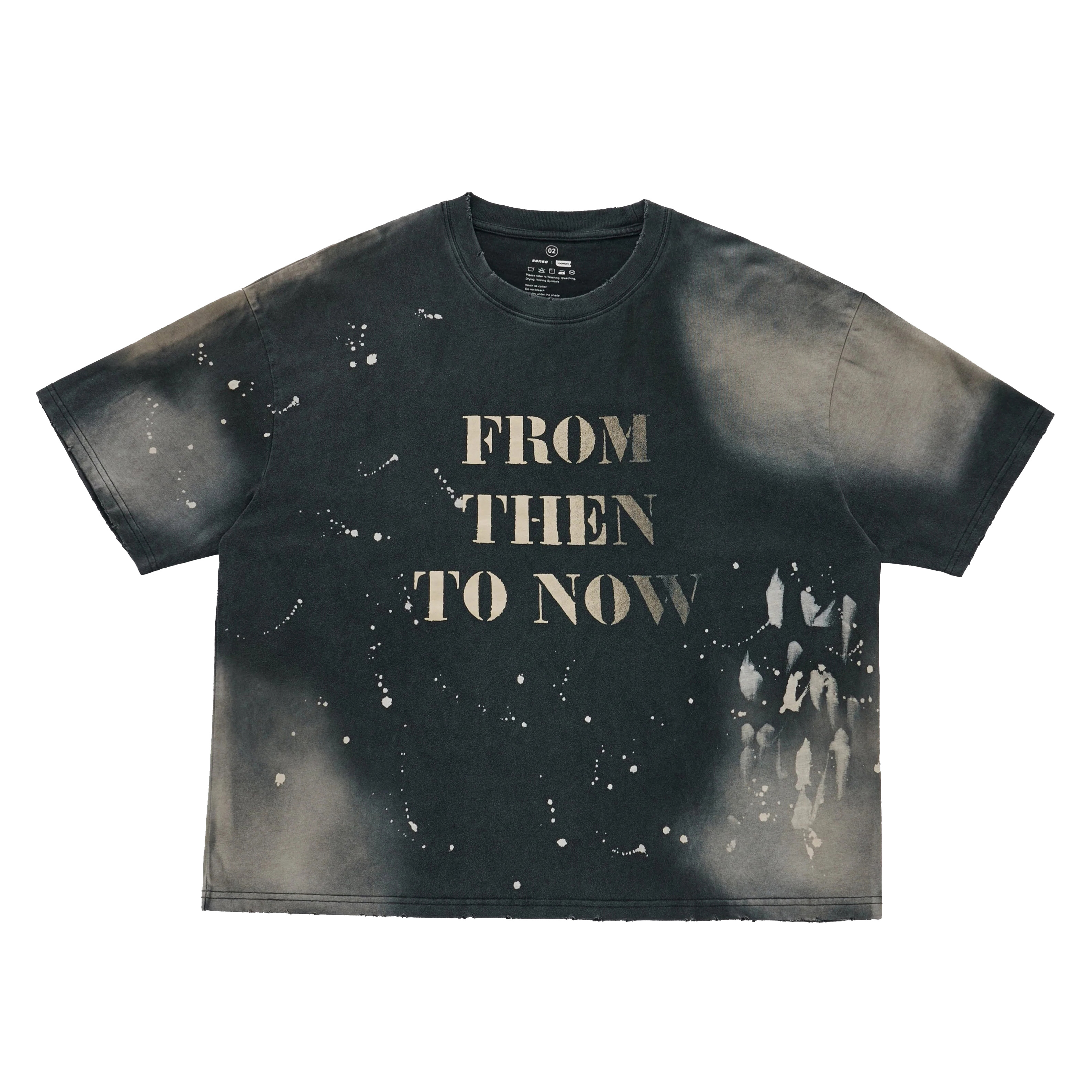 【車庫服飾】sense Wash Fade Slogan SS 漸變破壞短T