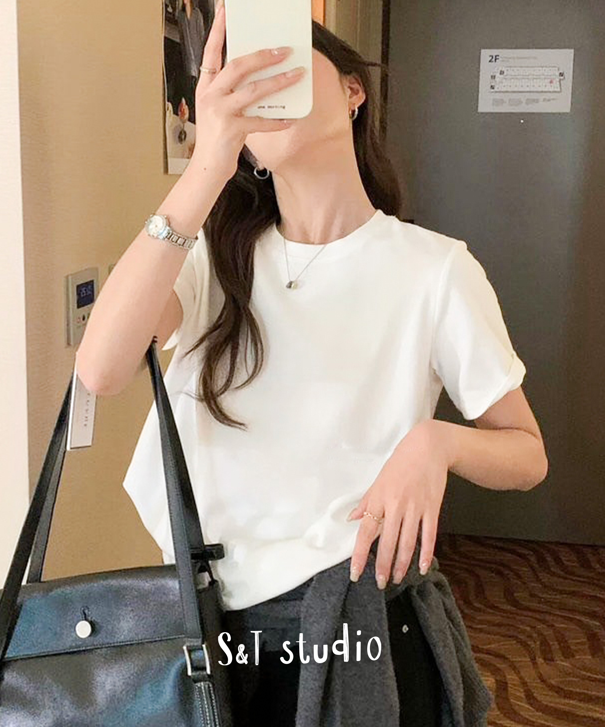 韓系簡約純色短袖Tee (三色)