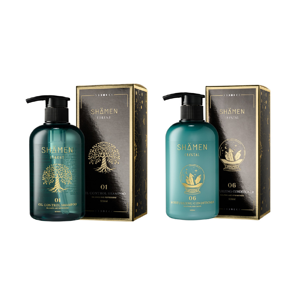 【SHÄMEN】森之沁。淳晶｜01森之沁洗髮精 + 06淳晶護髮素｜ 控油頭皮護理＋光澤修護組合 清爽控油抗屑 深層淨化 毛鱗片修護 柔順光澤