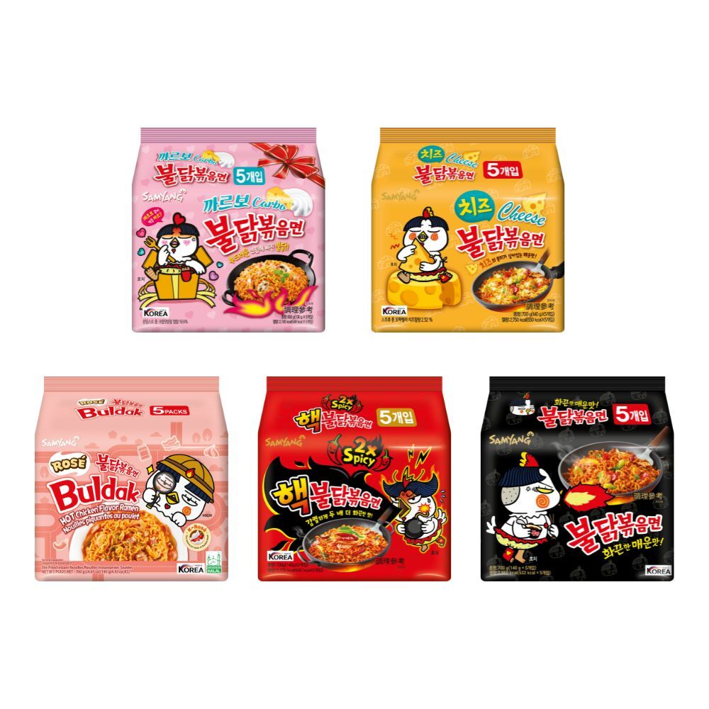 三養火辣雞肉風味鐵板炒麵-多口味任8袋(140g*5入*8袋)