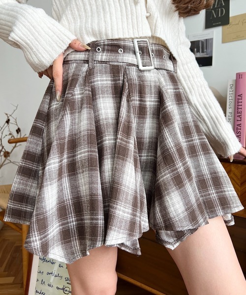 日本🇯🇵連線 Moment+ 皺褶百褶格紋迷你裙 附腰帶 百褶裙 短裙 迷你裙 格紋 裙子 A字裙 5色(任買兩件711免運)/預購