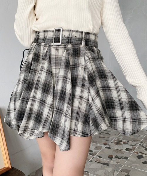 日本🇯🇵連線 Moment+ 皺褶百褶格紋迷你裙 附腰帶 百褶裙 短裙 迷你裙 格紋 裙子 A字裙 5色(任買兩件711免運)/預購