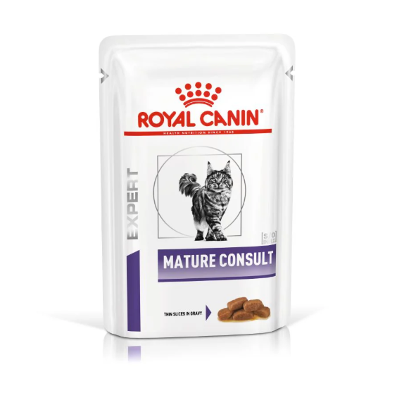 Royal Canin - 獸醫配方 - Mature Consult (Gravy) 老年貓均衡處方濕包 (肉汁) 85g (原箱12包)