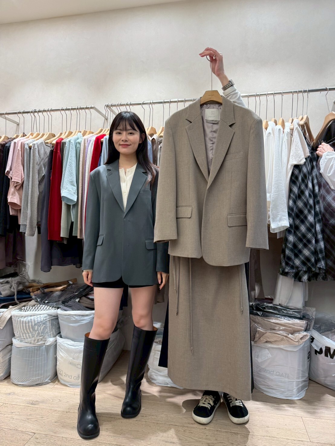 SG5033 假口袋後綁帶西裝外套