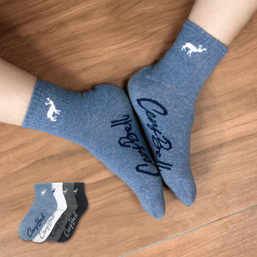 【肌柔】台灣製「防臭吸汗」鹿身緹花棉質中筒襪丨P1188