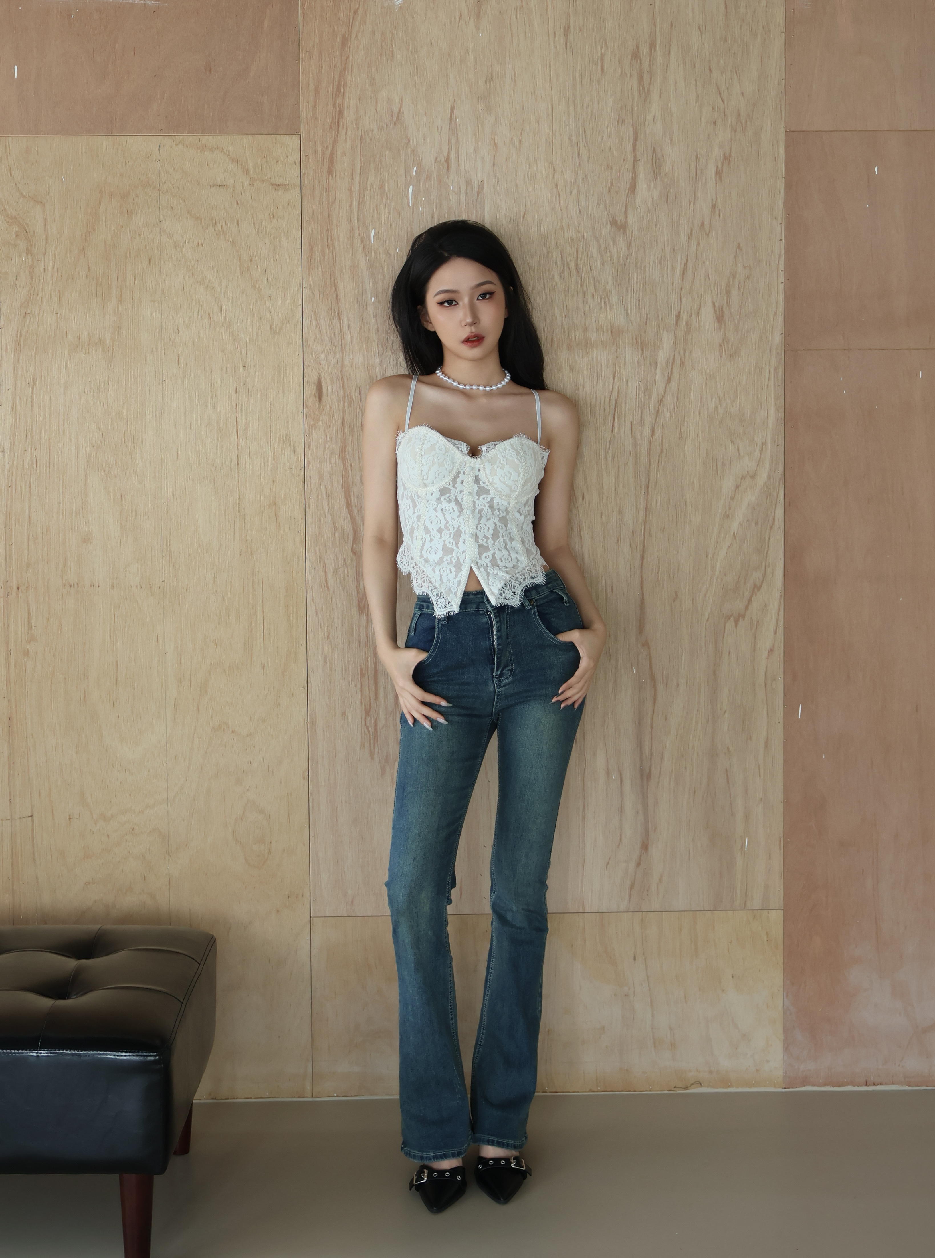 復古刷色喇叭褲