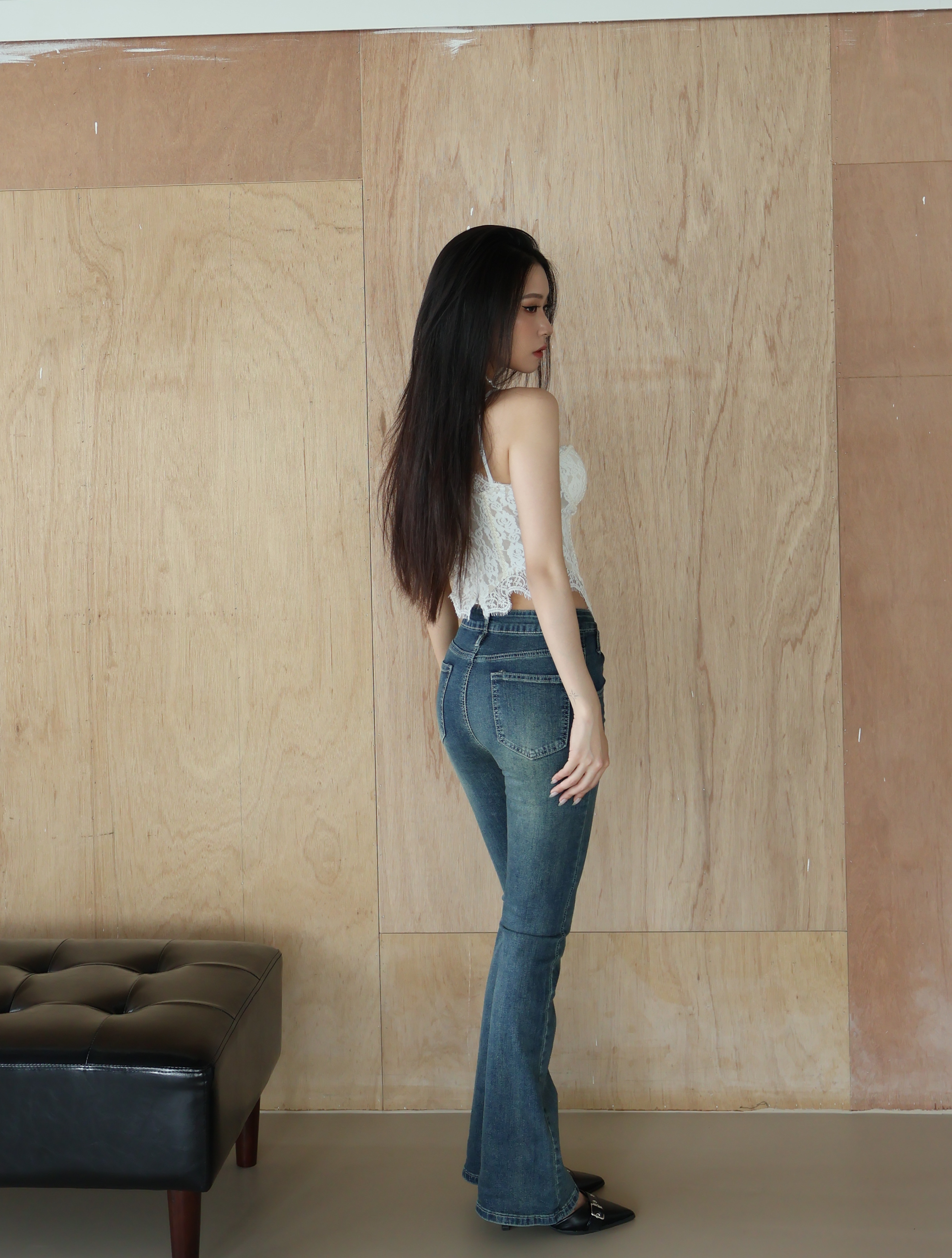 復古刷色喇叭褲