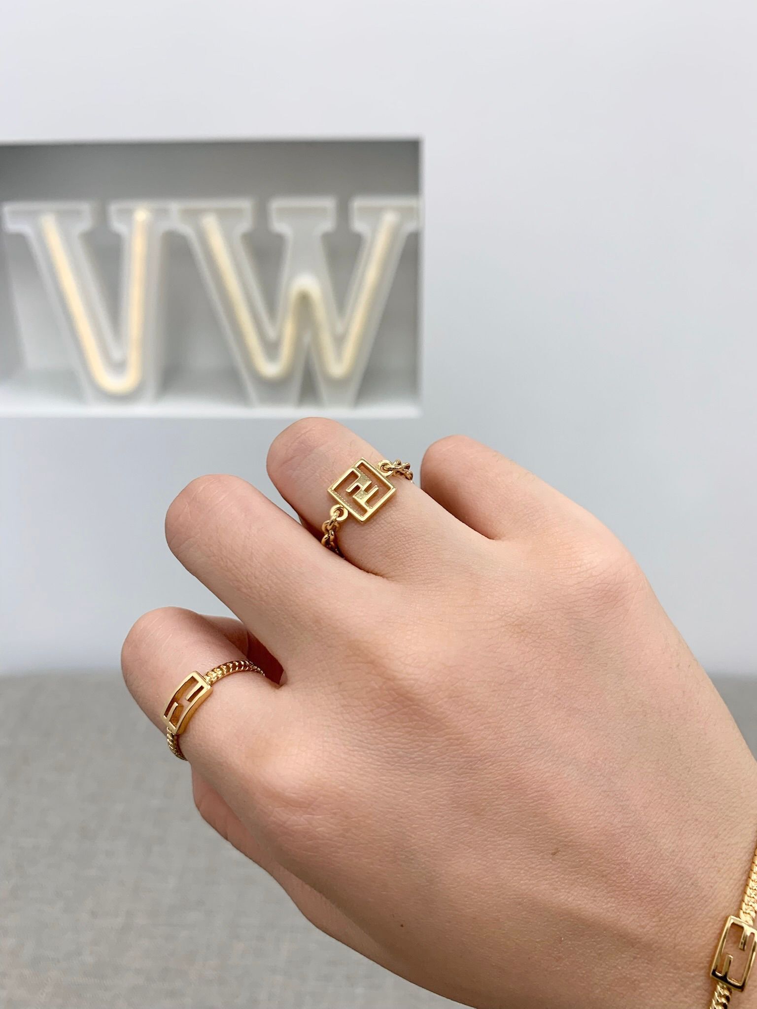 Sale Fendi FF Chain Ring