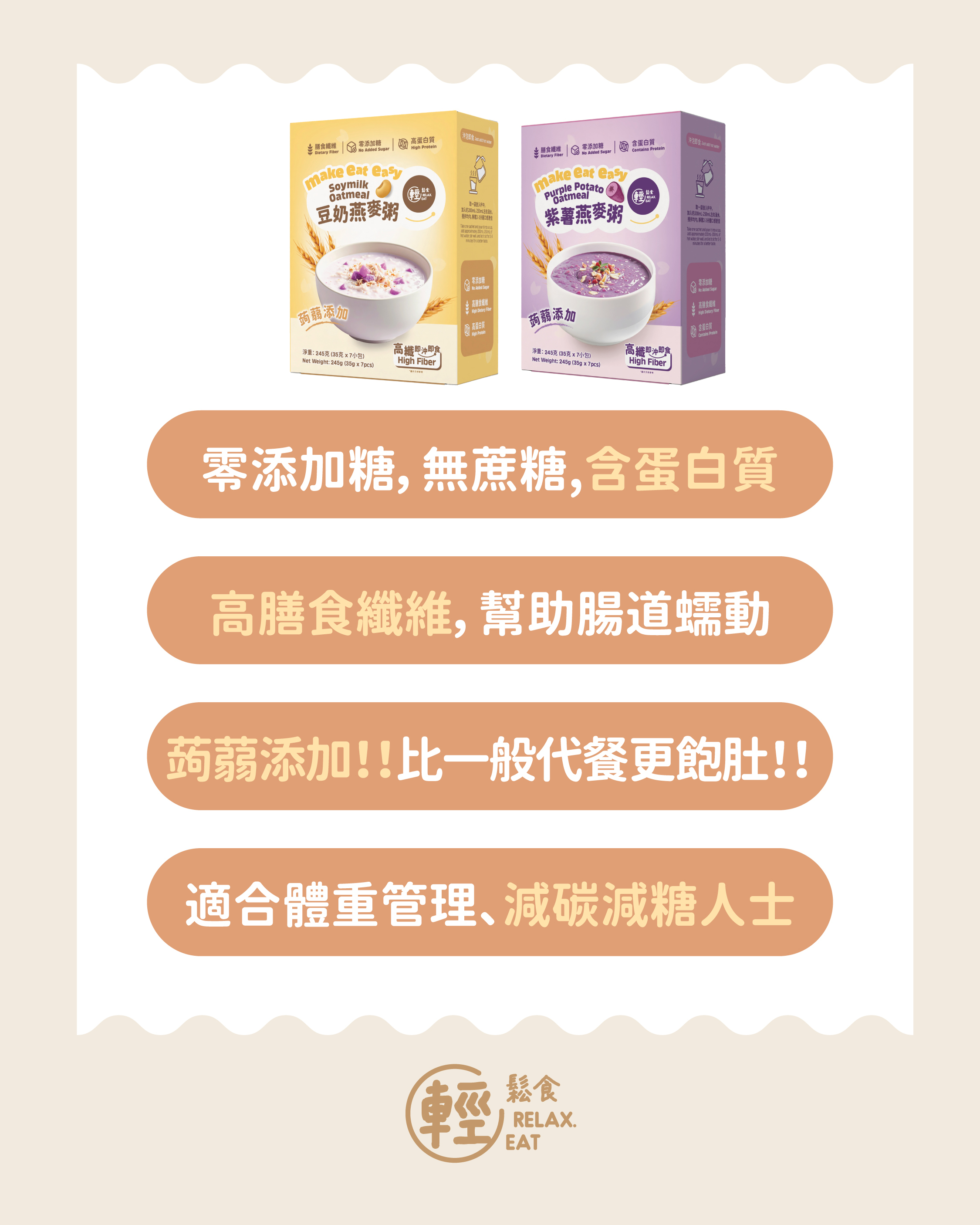 輕鬆食 高纖豆乳燕麥粥  245g (35g×7包) 獨立包裝