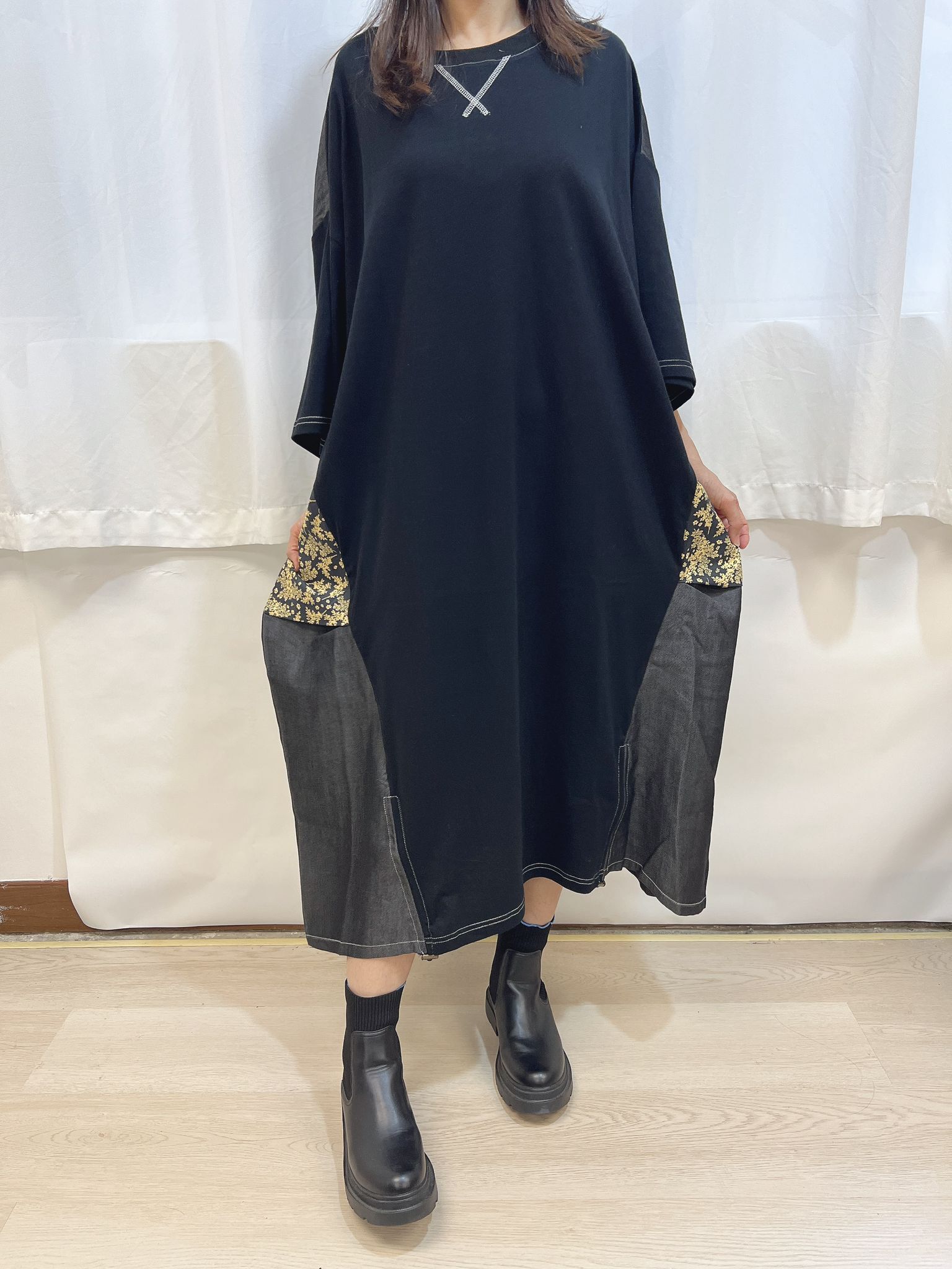 LN 牛仔拼花拼布 OP