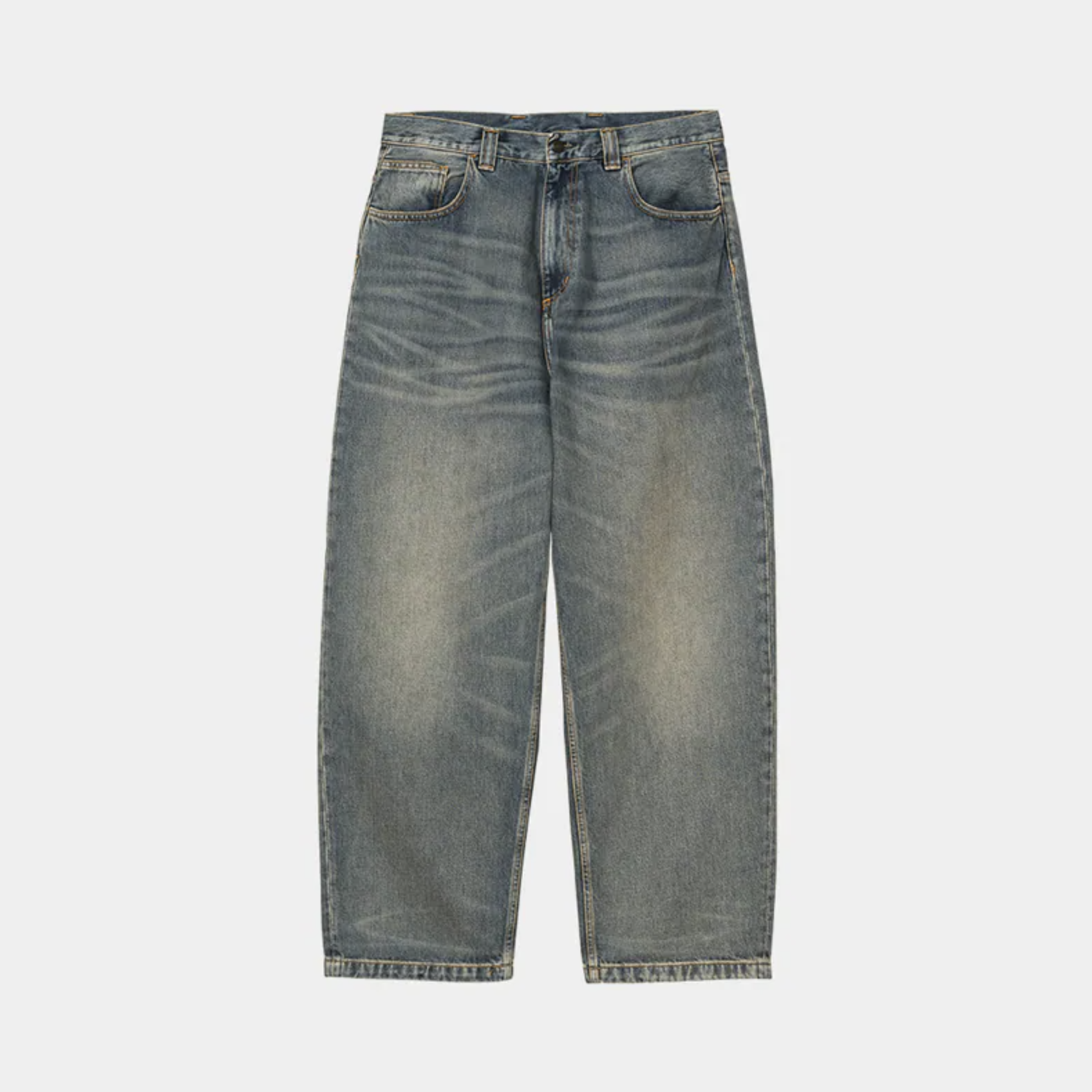 -(E17d02)-CARHARTT WIP BRANDON PANT 13.5OZ 寬直筒 單寧 牛仔褲 舊化水洗-I035893