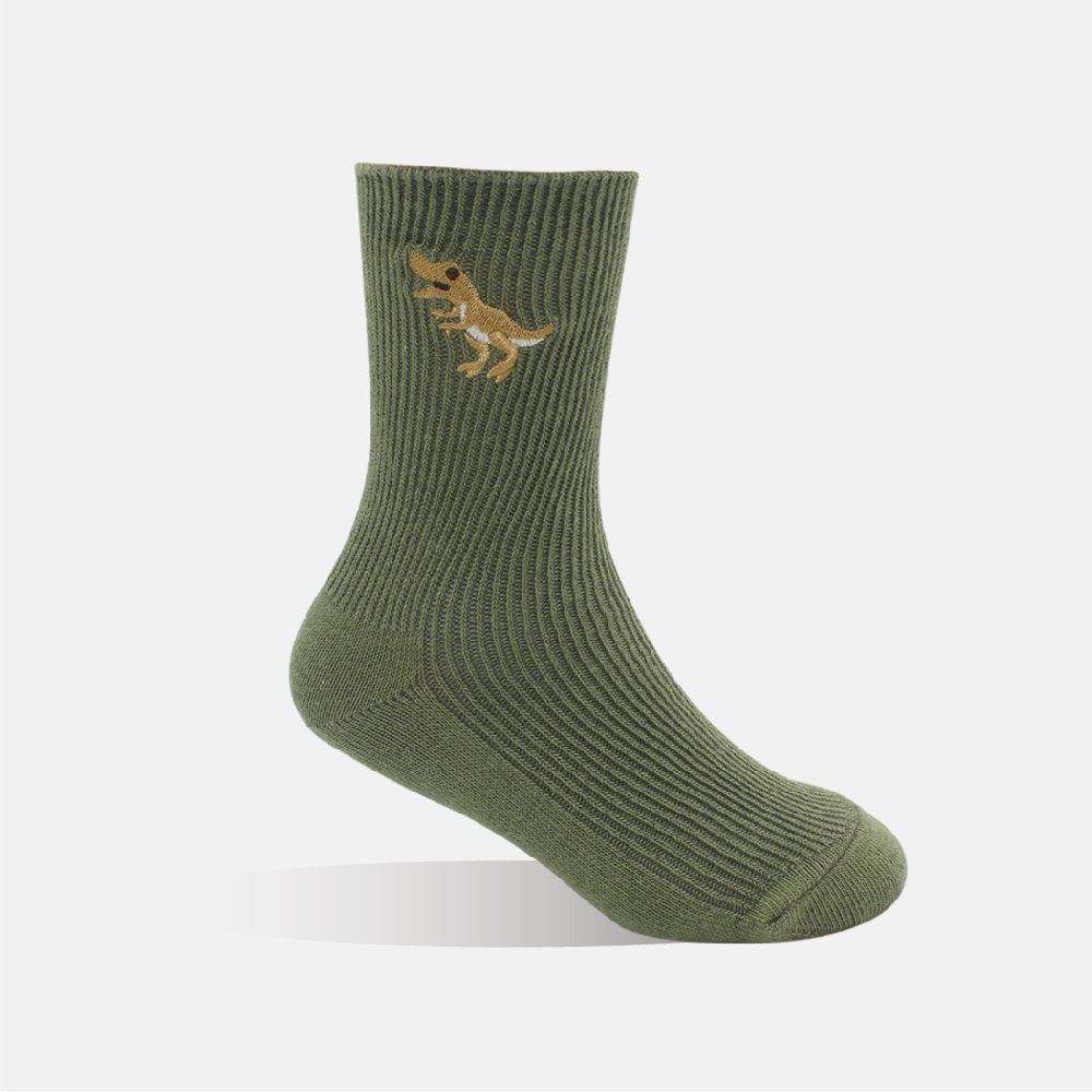 【肌柔】台灣製「卡通造型」恐龍系列 童趣刺繡長棉襪(中童款)丨P1250-P1254