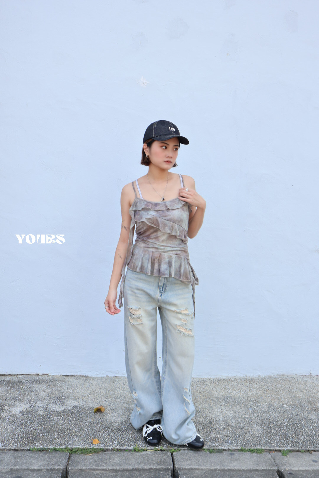 隨性刷破闊腿褲 (2colors)