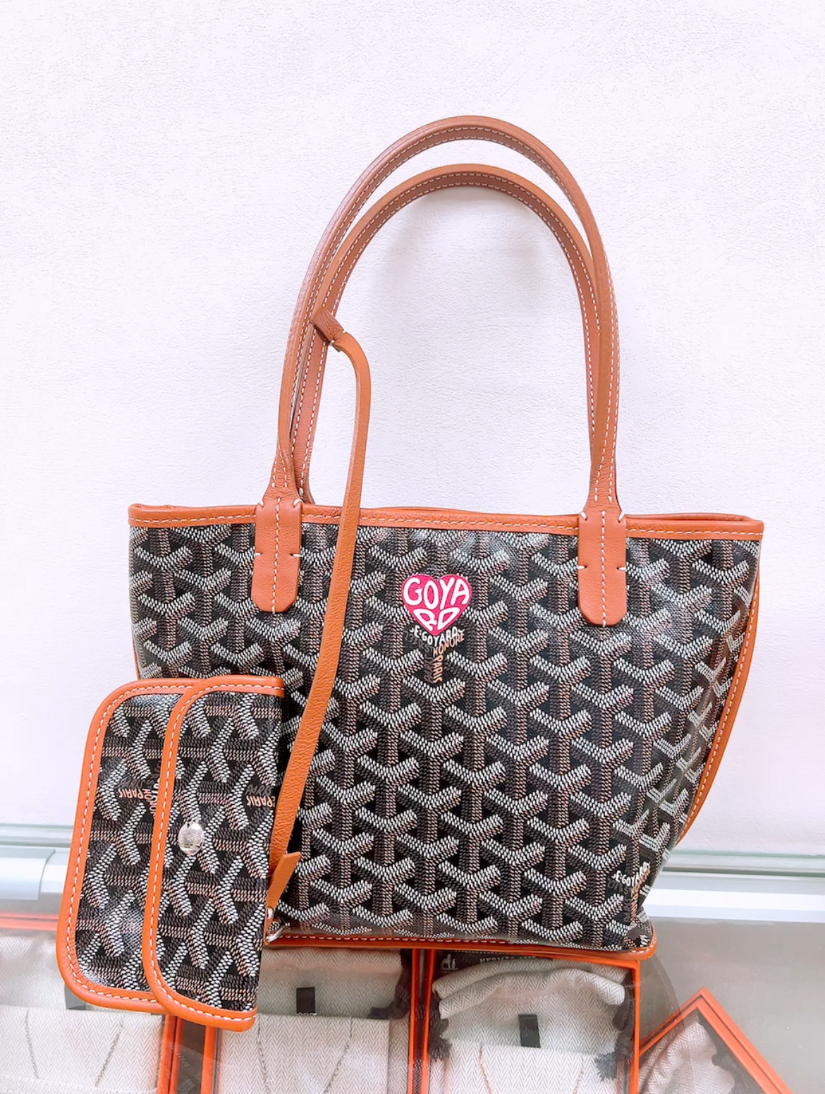 Goyard anjou mini tote tan heart