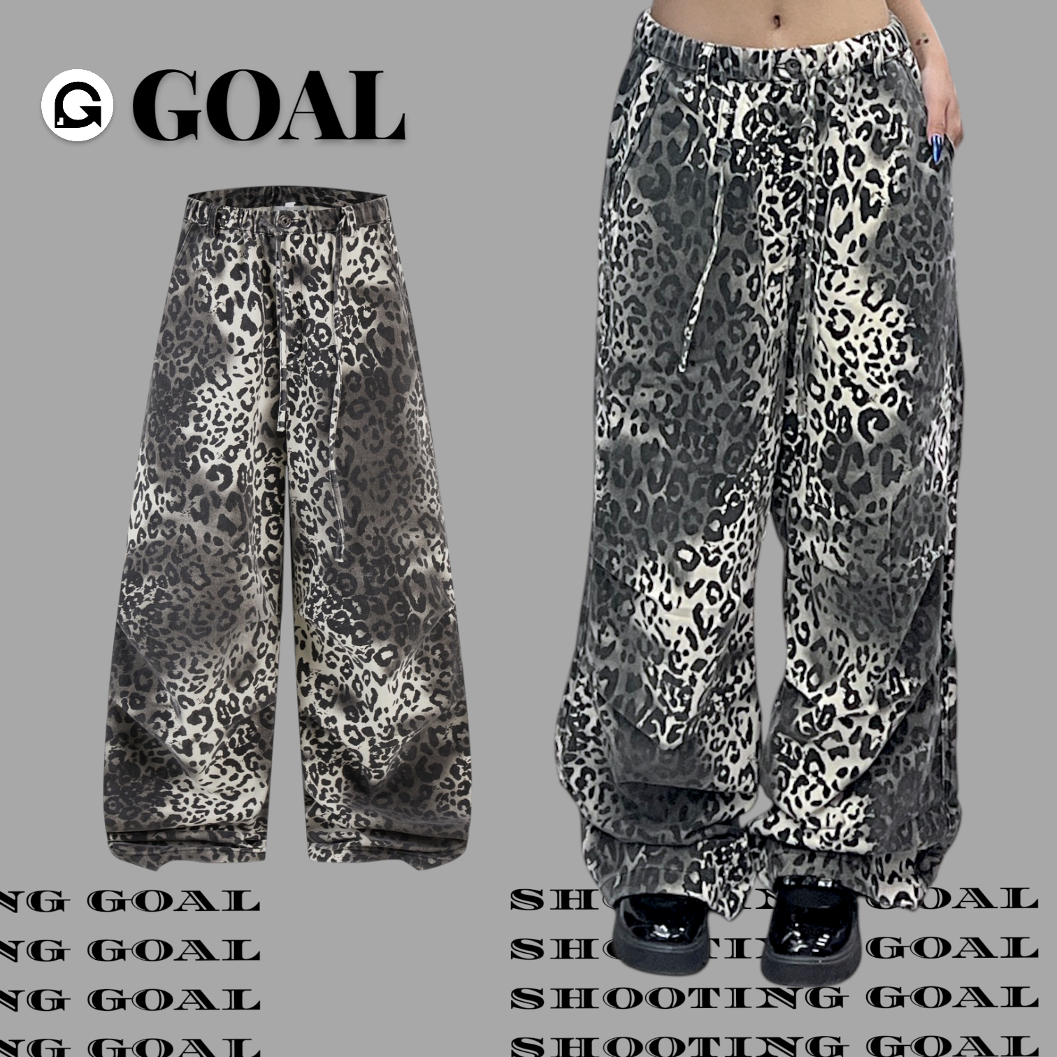 (GOAL) 美式個性豹紋闊腿落地褲 ERHU 93336