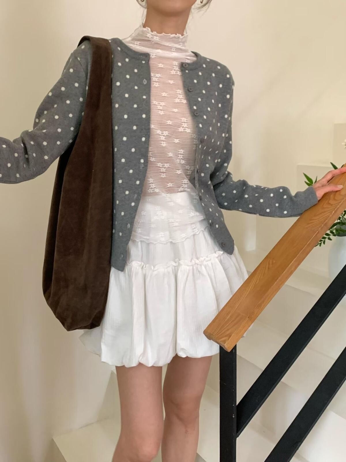 Vintage dot pattern cardigan