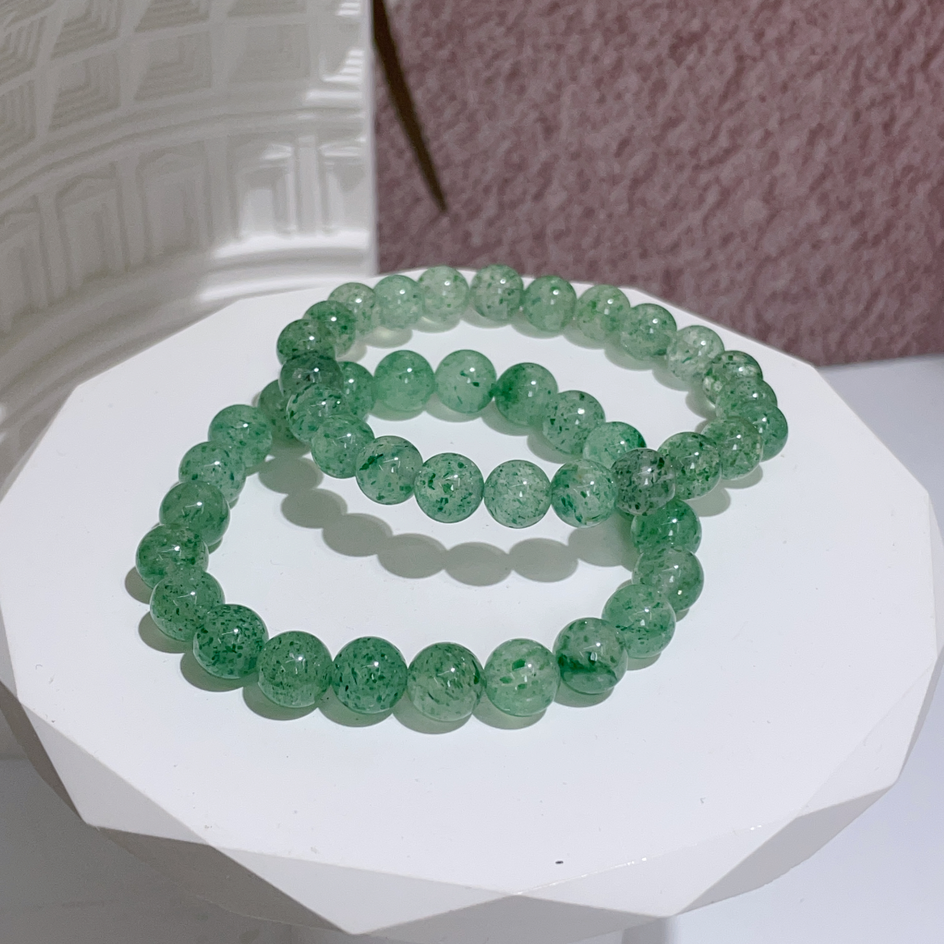白水體綠草莓晶手串 8mm