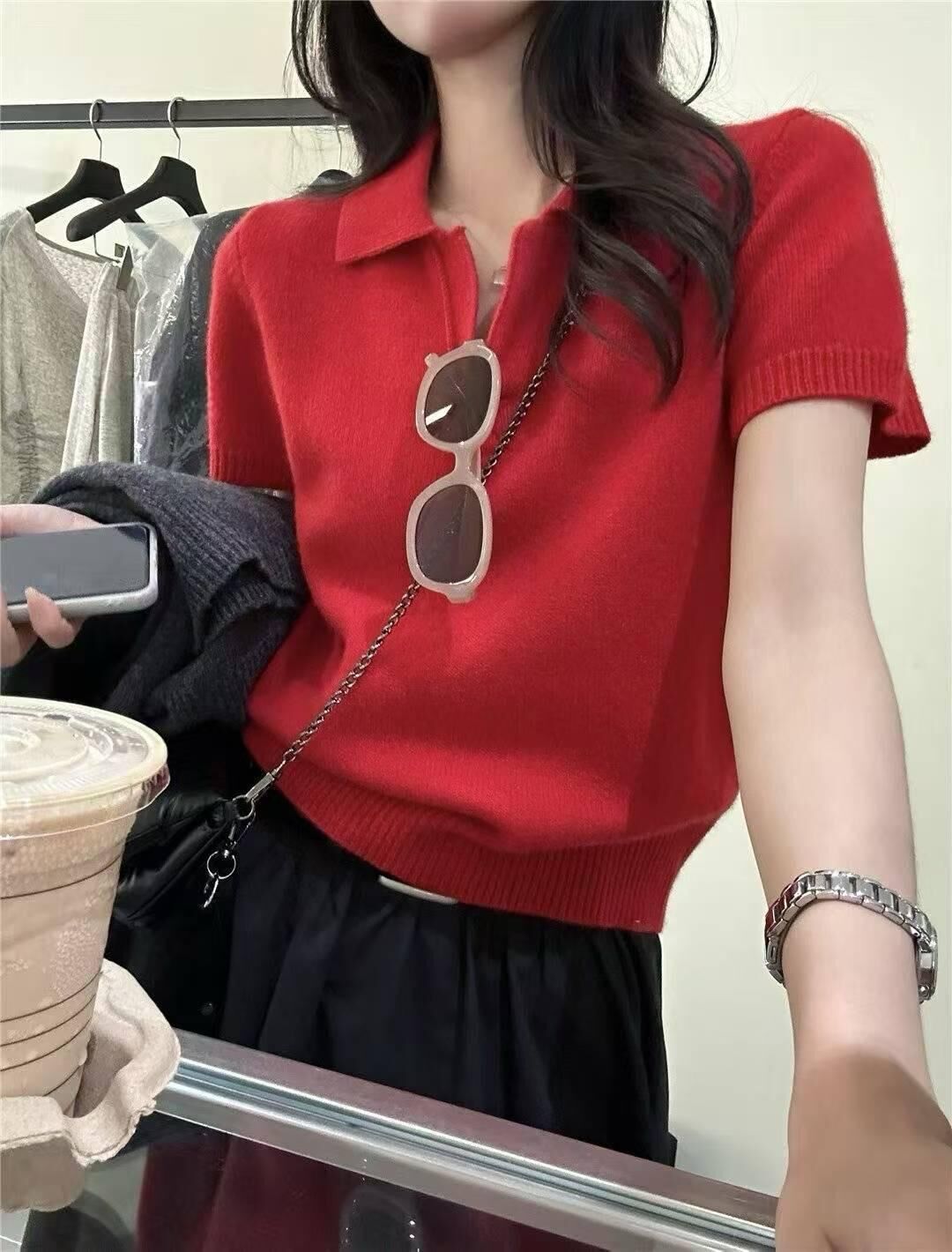High-quality wool polo knit