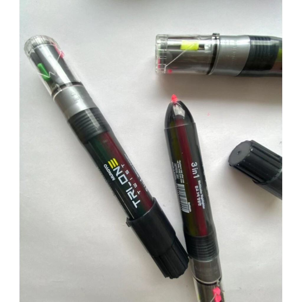 韓國 MUNGYO 3色旋轉螢光筆｜韓國文具｜韓國製造｜螢光筆