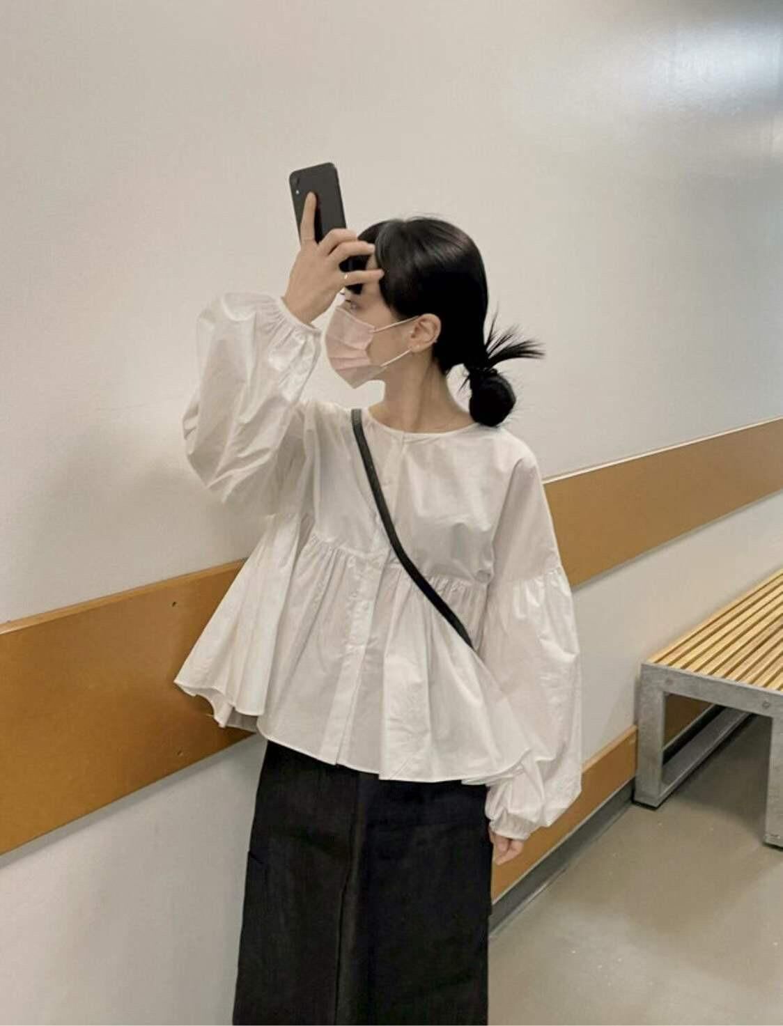 2 way pleated ruffle blouse