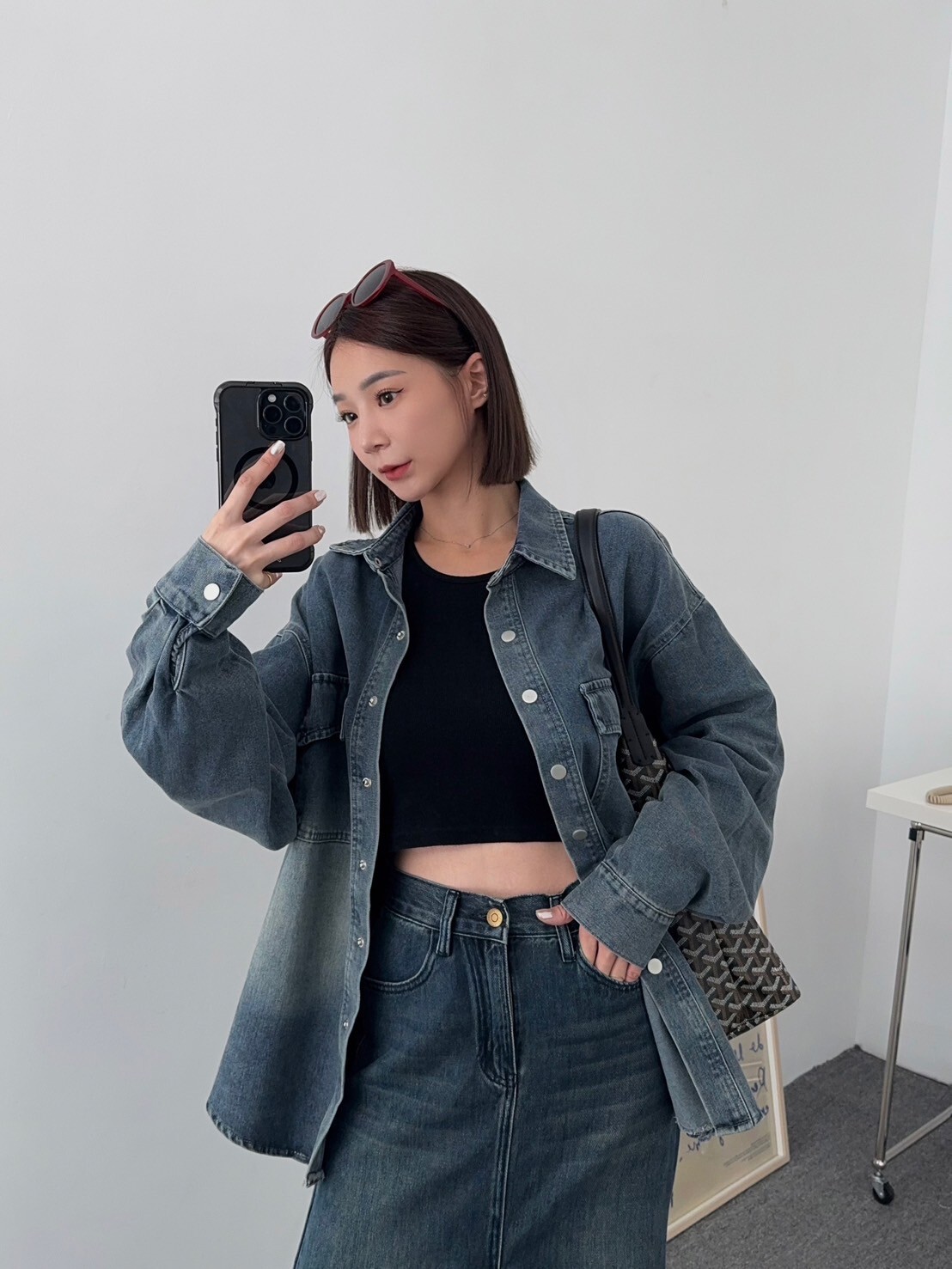 自留款牛仔襯衫外套