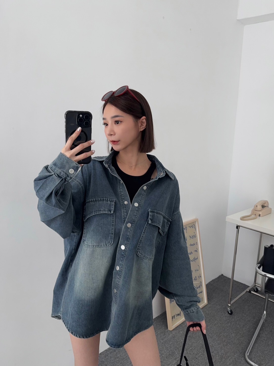 自留款牛仔襯衫外套