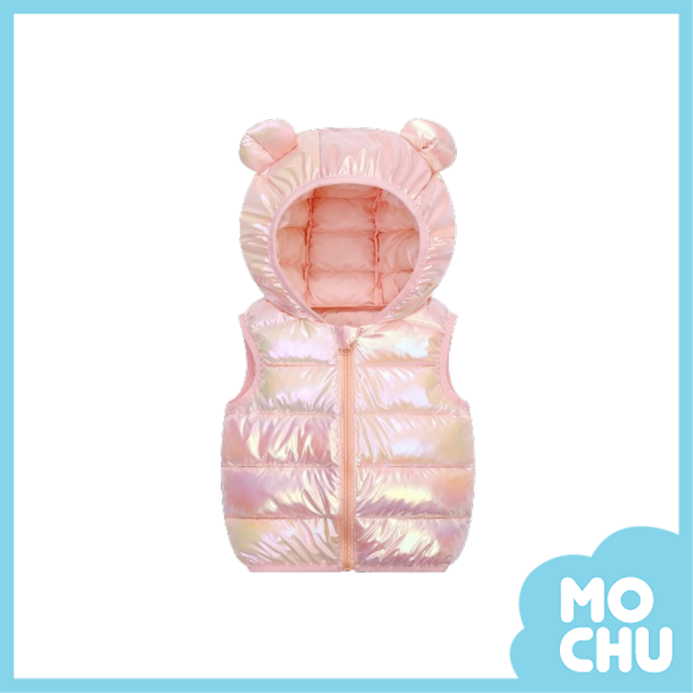 絢彩虹光羽絨連帽背心(四色)