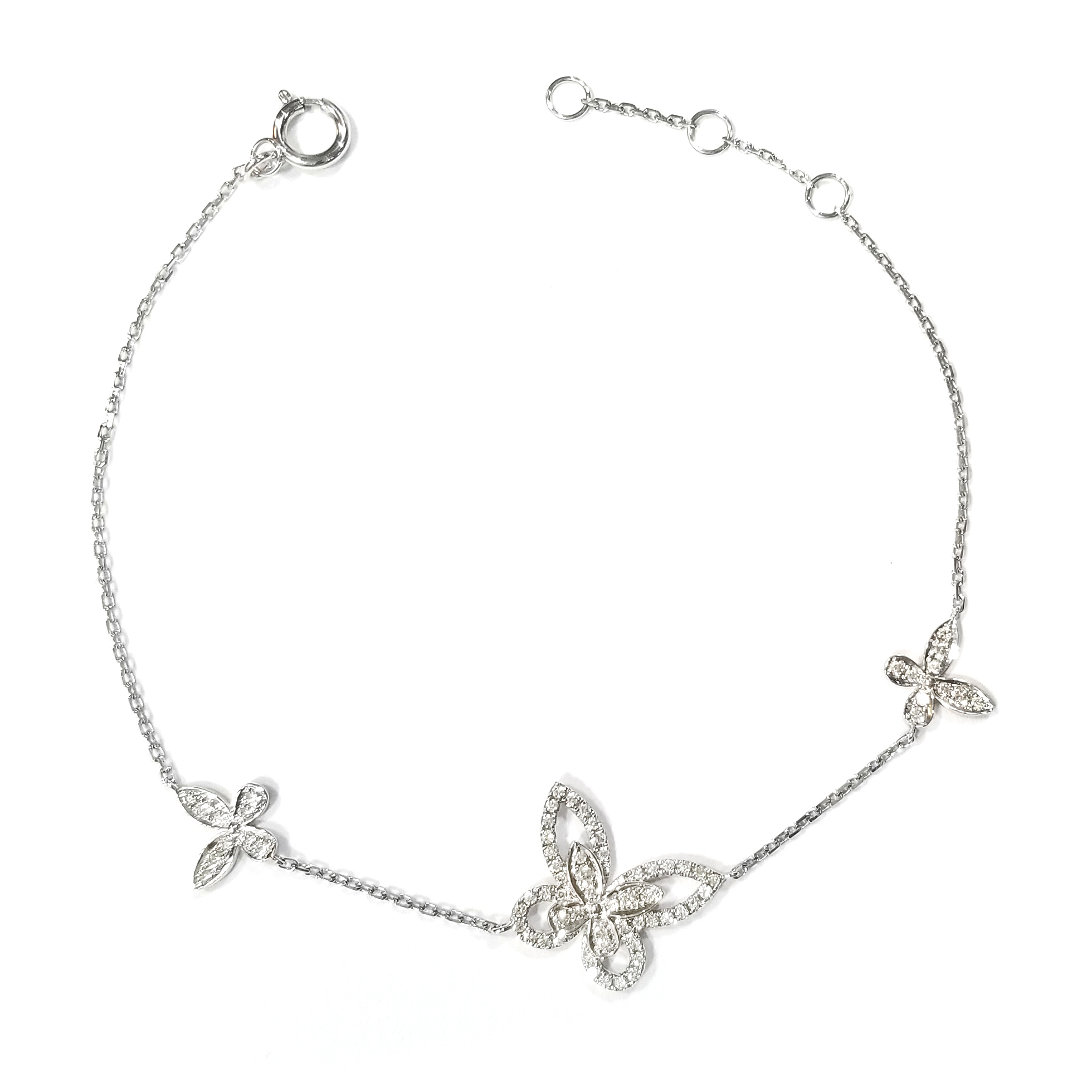 18K白金天然鑽石蝴蝶手鏈