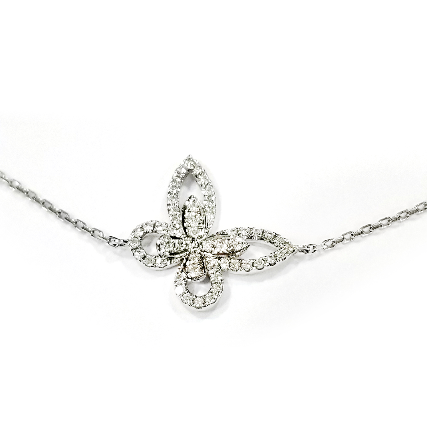 18K白金天然鑽石蝴蝶手鏈