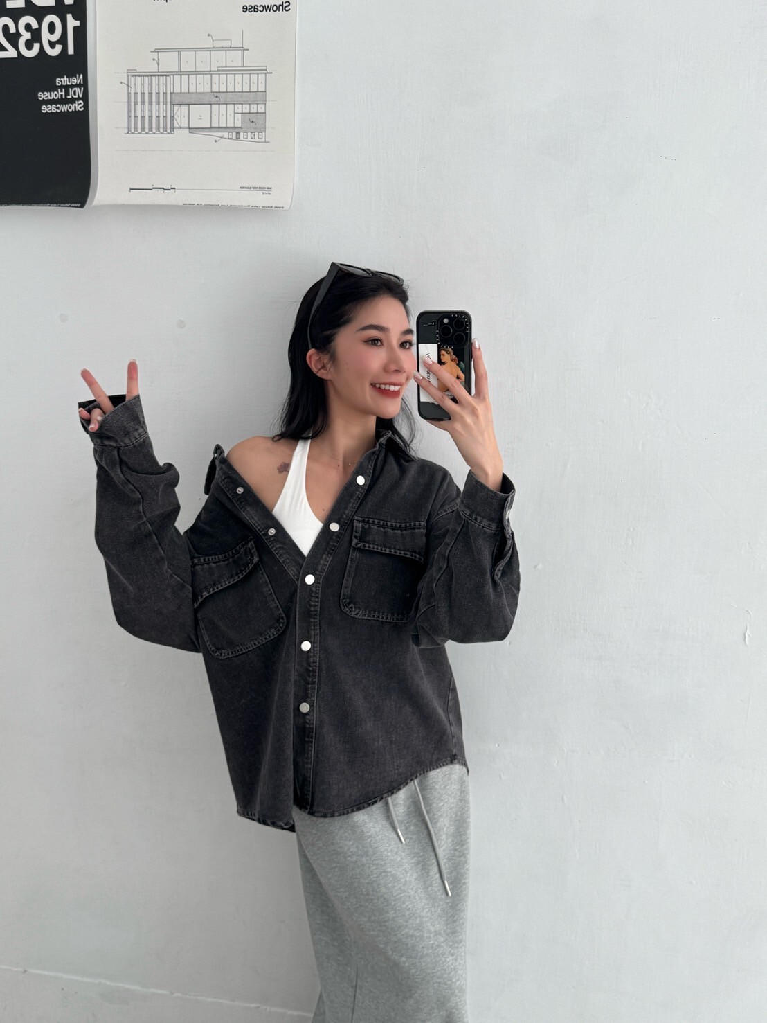 自留款牛仔襯衫外套