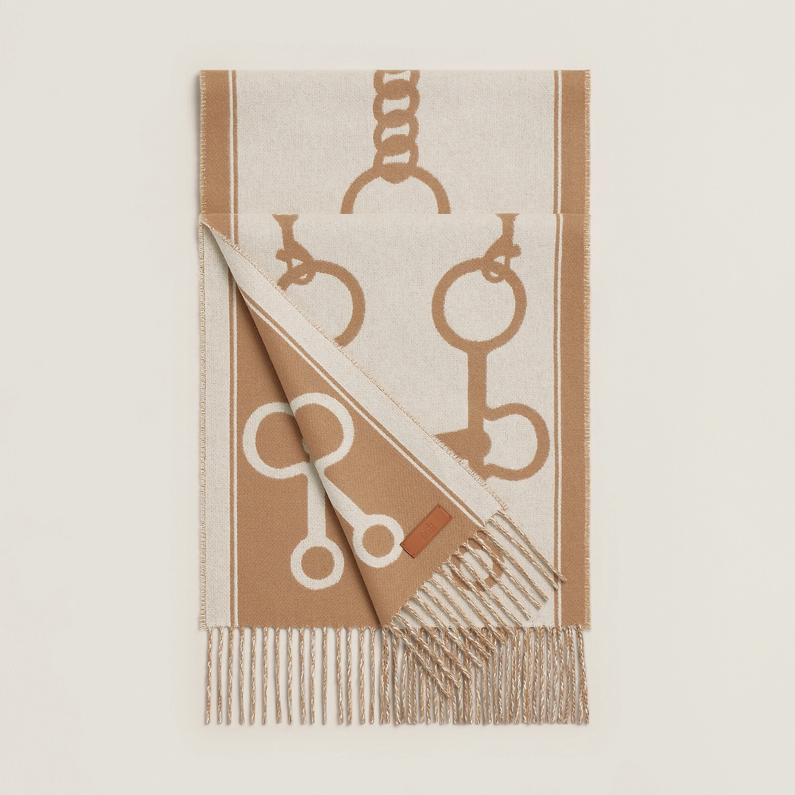 HERMES Casaque Mors scarf camel / ivoire (MUFFLER) 頸巾/圍巾