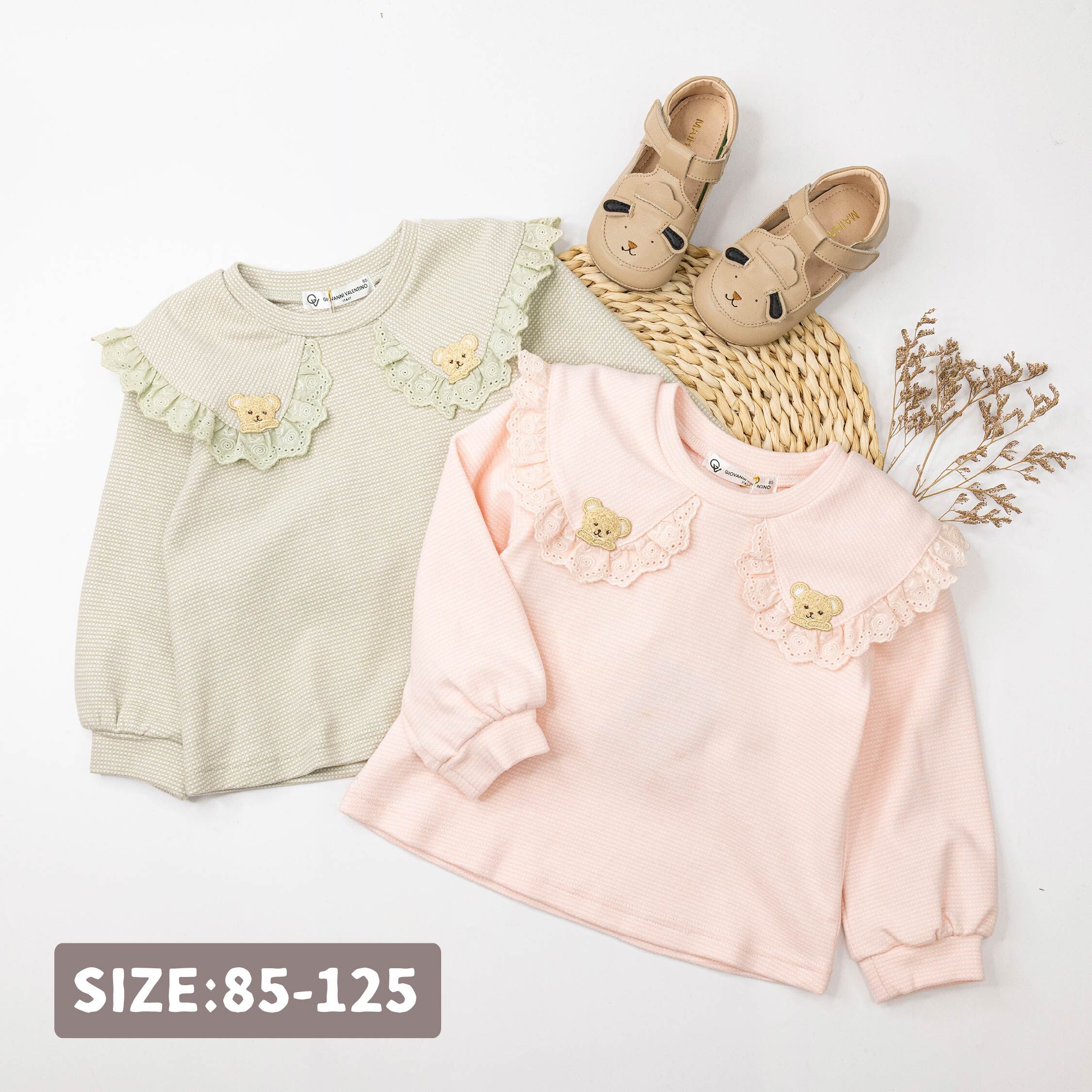 范侖鐵諾【52525】氣質繡花小熊布貼格紋上衣＊二色