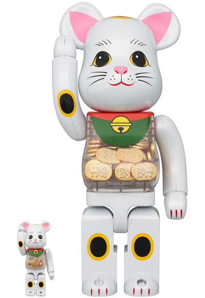 BE@RBRICK 招き猫 小判 白メッキ 100％ & 400％