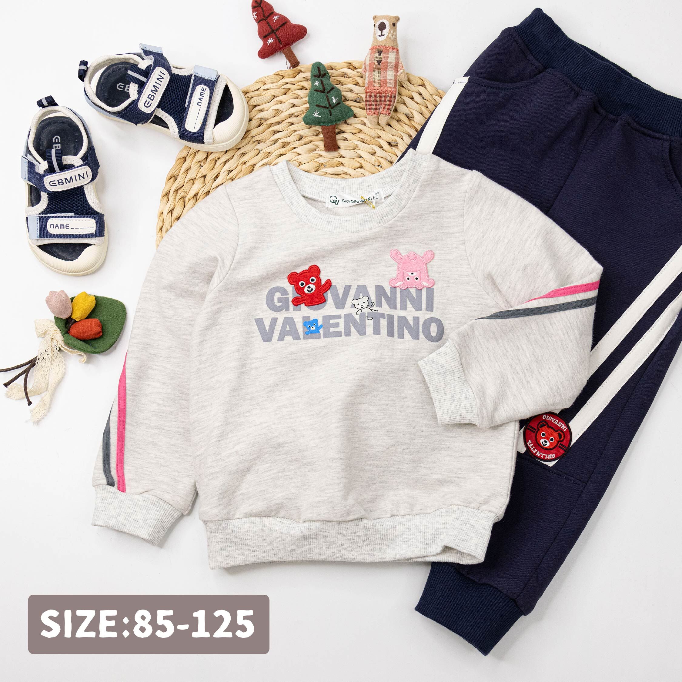 范侖鐵諾【52527】彎腰小熊雙色織帶設計上衣