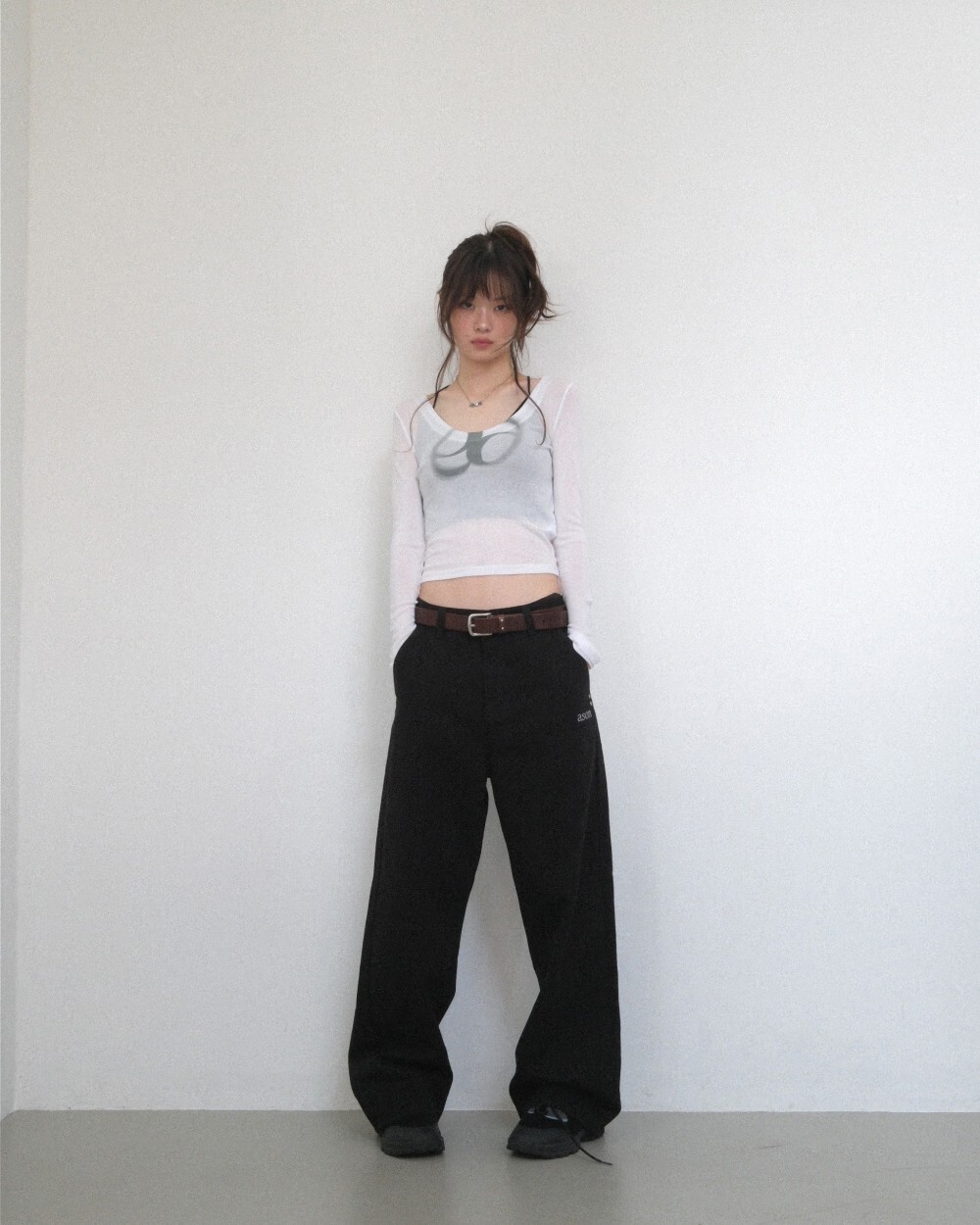 as’’on ason SMOG WIDE PANTS 寬褲 黑色 / 灰色